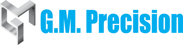 Logo bleu de G.M. Précision Usinage